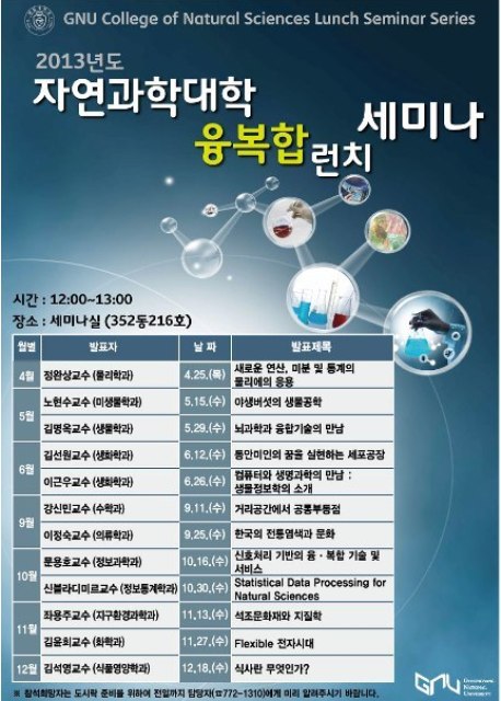 2013 자연과학대학 융복합런치세미나 포스터