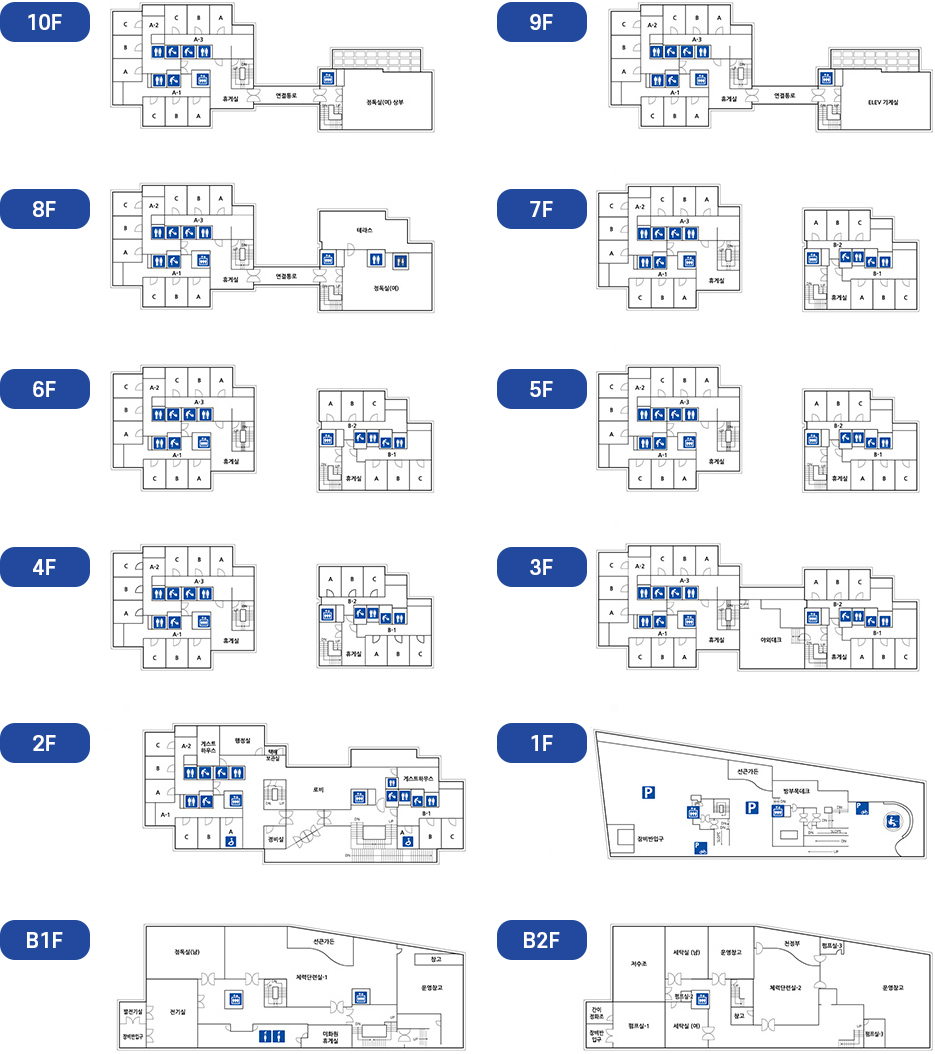제4생활관(창의관) 층별 안내도